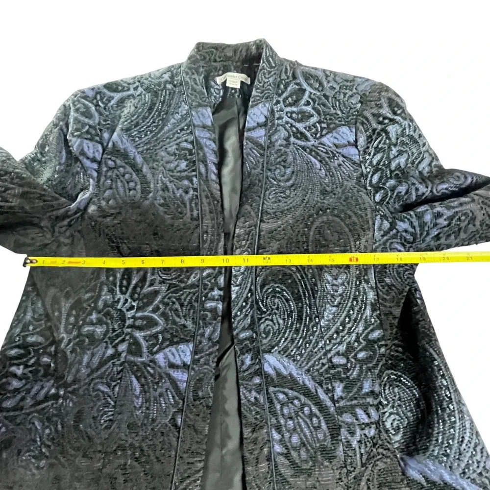 Coldwater Creek Paisley Jacquard Blazer L 14-16‎ Black Blue Jacket